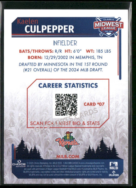 2025 Midwest League Top Prospects MWL Kaelen Culpepper