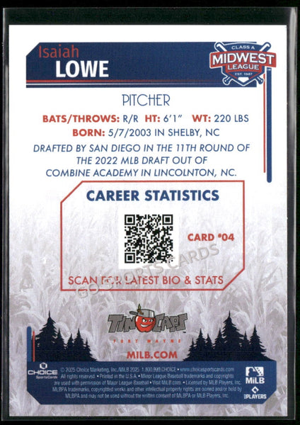 2025 Midwest League Top Prospects MWL Isaiah Lowe