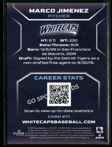 2025 West Michigan Whitecaps Marco Jimenez