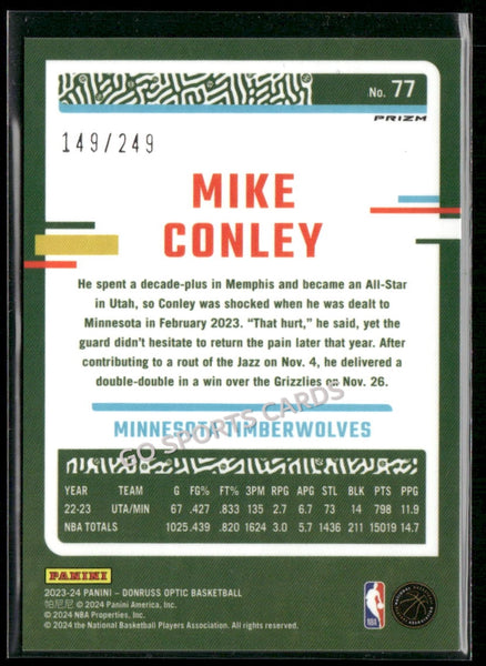 2023-24 Panini Donruss Optic Aqua /249 Mike Conley #77