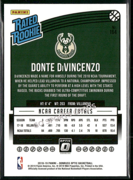 2018-19 Panini Donruss Optic Donte DiVincenzo #164 RC