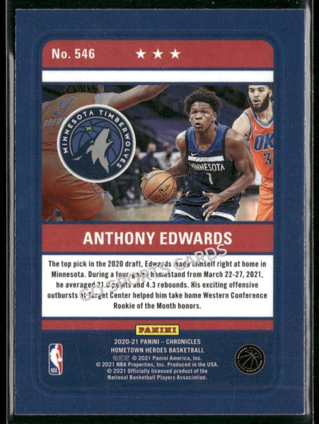 2020-21 Panini Chronicles Hometown Heroes Anthony Edwards #546 RC