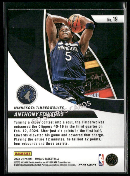 2023-24 Panini Mosaic Elevate Green Anthony Edwards #19