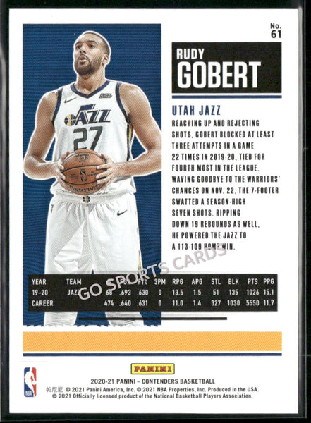 2020-21 Panini Contenders Semifinal Ticket /99 Rudy Gobert #61