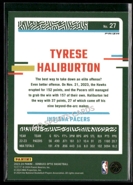 2023-24 Donruss Optic Fast Break Holo Disco Tyrese Haliburton #27