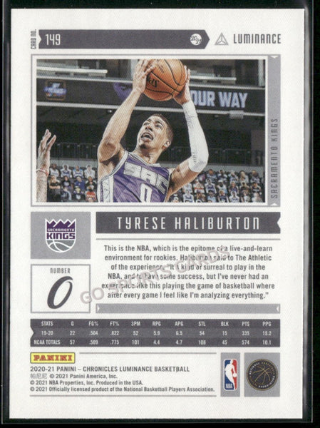 2020-21 Panini Chronicles Luminance Tyrese Haliburton #149 RC