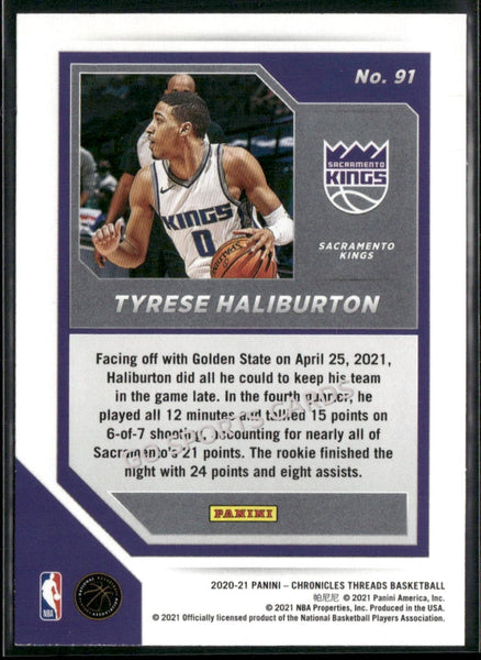 2020-21 Panini Chronicles Threads Tyrese Haliburton #91 RC