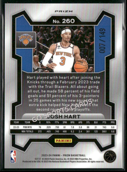2023-24 Panini Prizm Purple Ice Prizm /149 Josh Hart #260