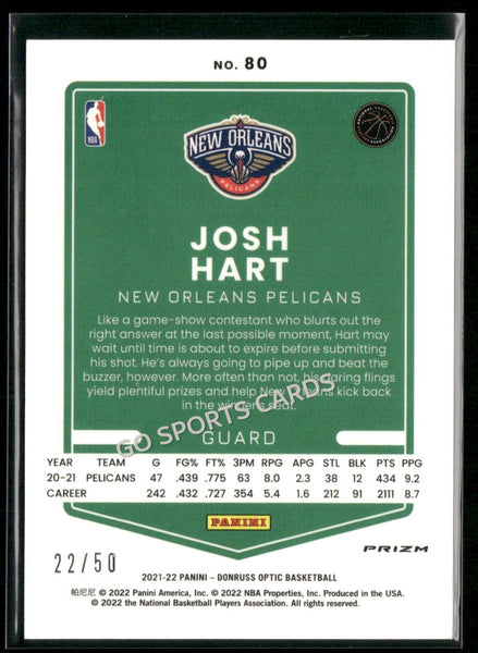 2021-22 Panini Donruss Optic Blue Disco /50 Josh Hart #80