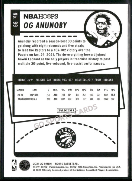 2021-22 Panini NBA Hoops Teal Explosion OG Anunoby #99