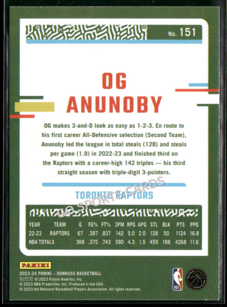 2023-24 Panini Donruss Holo Green Laser OG Anunoby #151