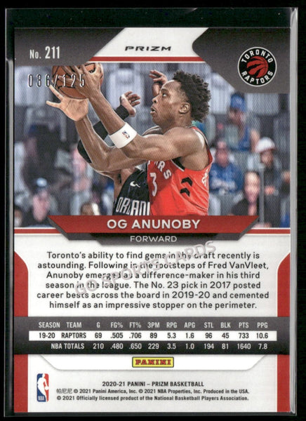 2020-21 Panini Prizm Blue Ice Prizm /125 OG Anunoby #211
