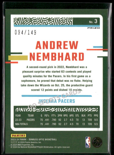 2023-24 Panini Donruss Optic Lime Green /149 Andrew Nembhard #3