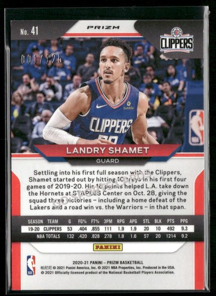 2020-21 Panini Prizm Fast Break Red Prizms 1/125 Landry Shamet #41