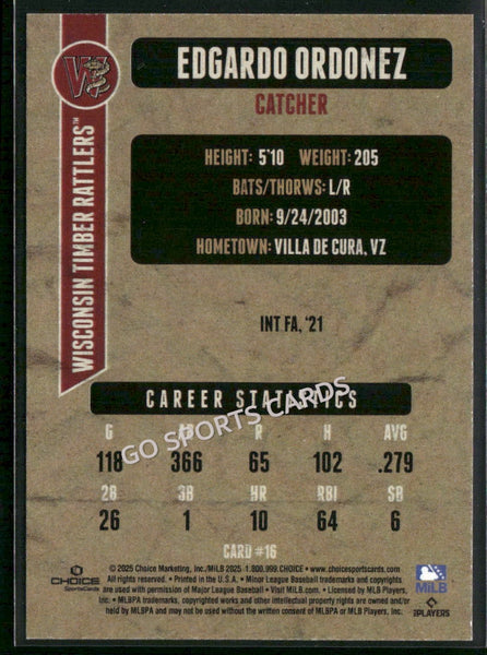 2025 Wisconsin Timber Rattlers Edgardo Ordonez