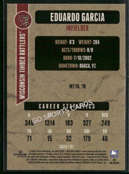 2025 Wisconsin Timber Rattlers Eduardo Garcia