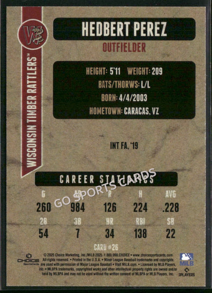 2025 Wisconsin Timber Rattlers Hedbert Perez