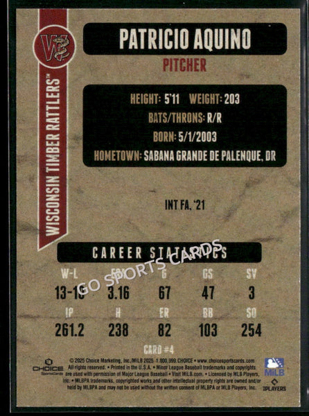 2025 Wisconsin Timber Rattlers Patricio Aquino