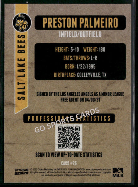 2023 Salt Lake Bees Preston Palmeiro