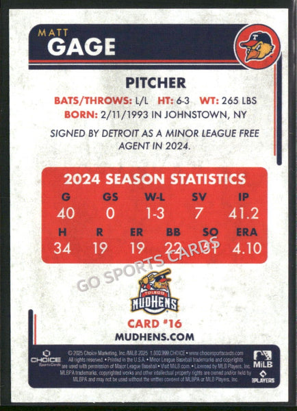 2025 Toledo Mud Hens Matt Gage