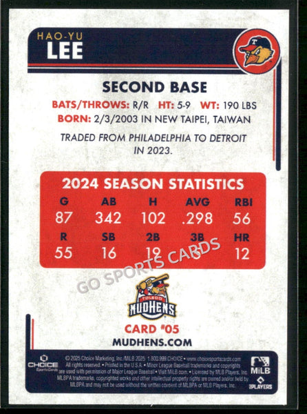 2025 Toledo Mud Hens Hao Yu Lee