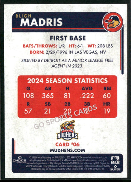 2025 Toledo Mud Hens Bligh Madris
