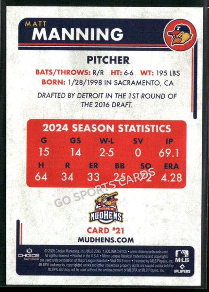 2025 Toledo Mud Hens Matt Manning