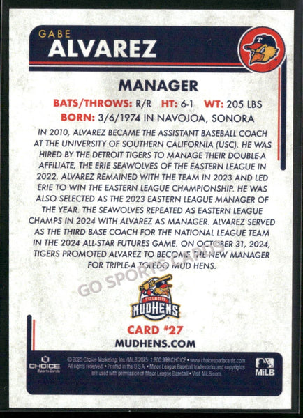 2025 Toledo Mud Hens Gabe Alvarez