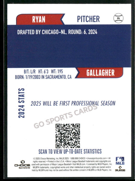 2025 South Bend Cubs Ryan Gallagher