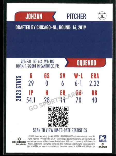 2025 South Bend Cubs Johzan Oquendo