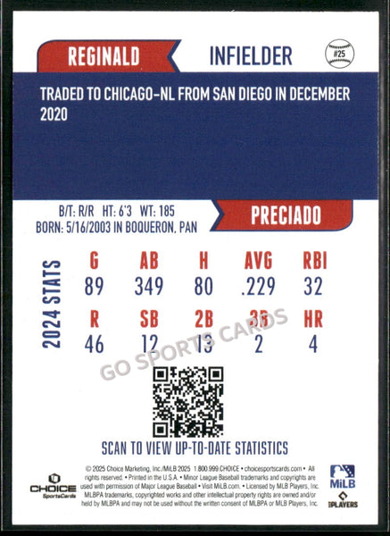2025 South Bend Cubs Reginald Preciado