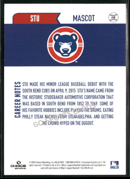 2025 South Bend Cubs Stu Mascot