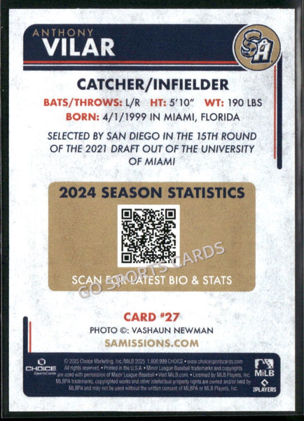 2025 San Antonio Missions Anthony Vilar