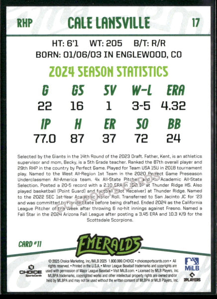 2025 Eugene Emeralds Cale Lansville