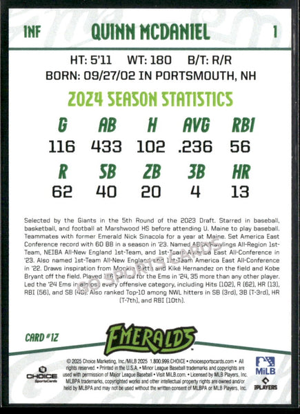 2025 Eugene Emeralds Quinn McDaniel