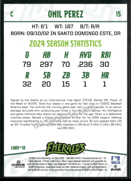 2025 Eugene Emeralds Onil Perez