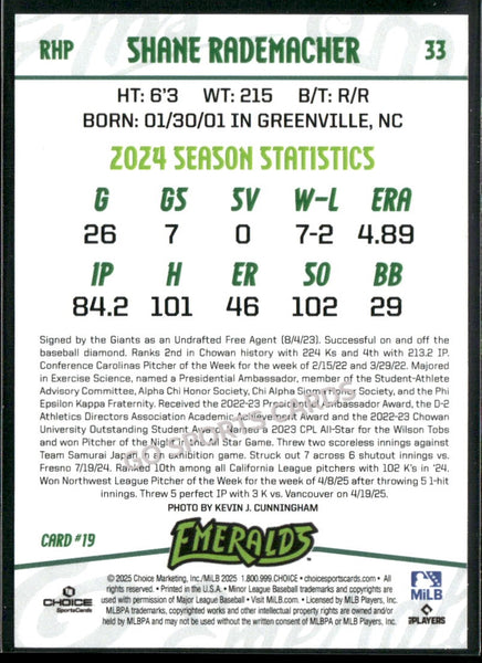 2025 Eugene Emeralds Shane Rademacher