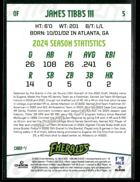 2025 Eugene Emeralds James Tibbs III