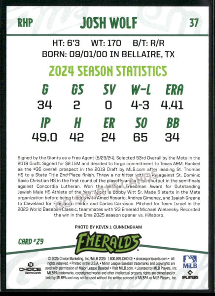 2025 Eugene Emeralds Josh Wolf