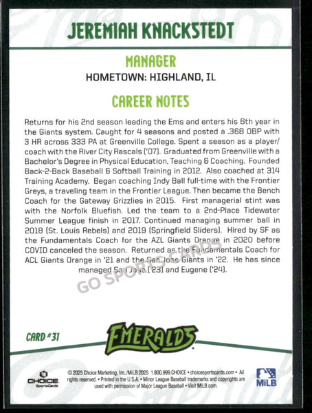 2025 Eugene Emeralds Jeremiah Knackstedt