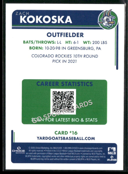 2025 Hartford Yard Goats Zach Kokoska