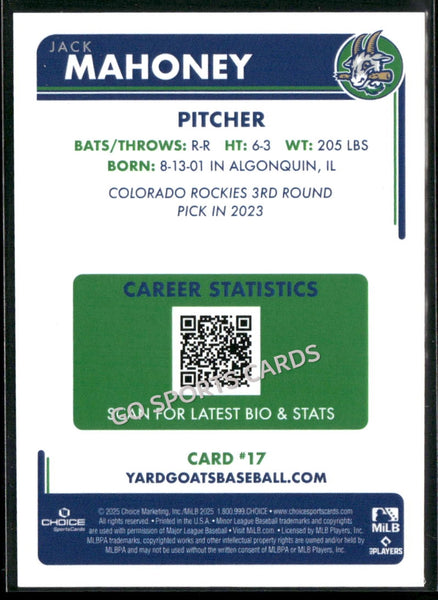 2025 Hartford Yard Goats Jack Mahoney