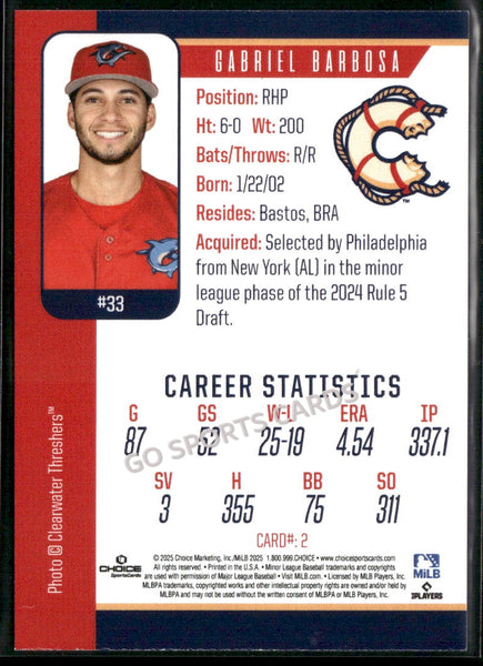 2025 Clearwater Threshers Gabriel Barbosa