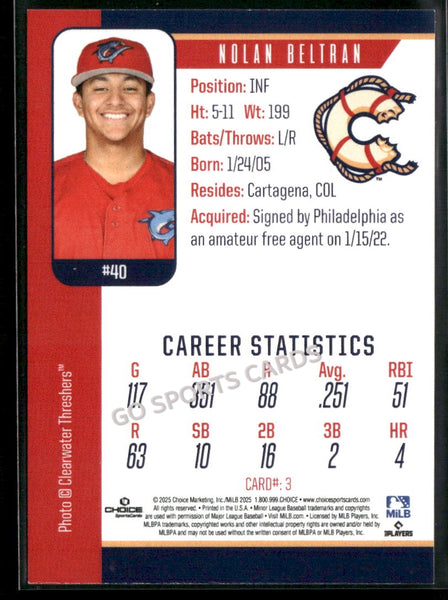 2025 Clearwater Threshers Nolan Beltran