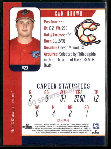 2025 Clearwater Threshers Cam Brown