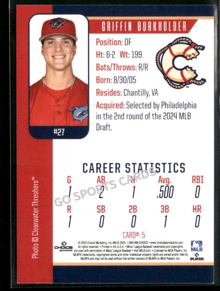 2025 Clearwater Threshers Griffin Burkholder