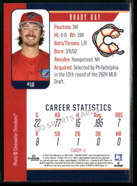2025 Clearwater Threshers Brady Day