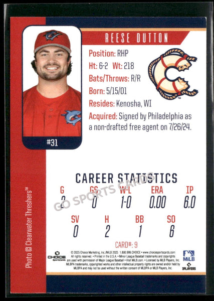 2025 Clearwater Threshers Reese Dutton