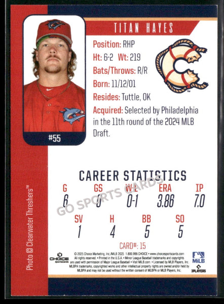 2025 Clearwater Threshers Titan Hayes