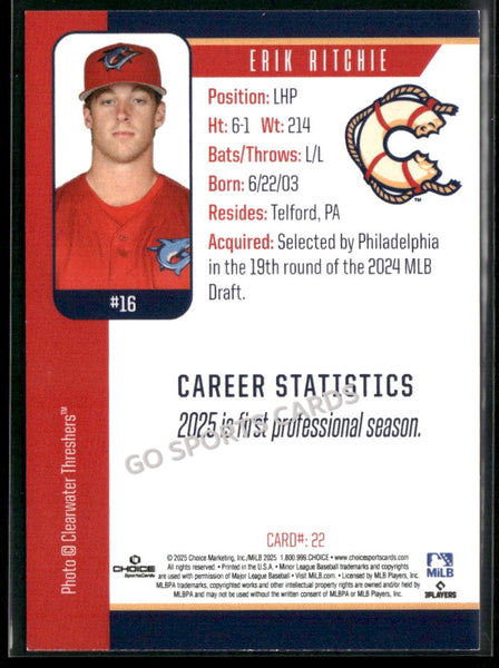 2025 Clearwater Threshers Erik Ritchie